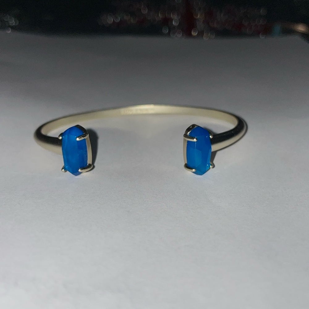 Kendra Scott Edie Bracelet Cuff in Gold Teal Unbanded Agate